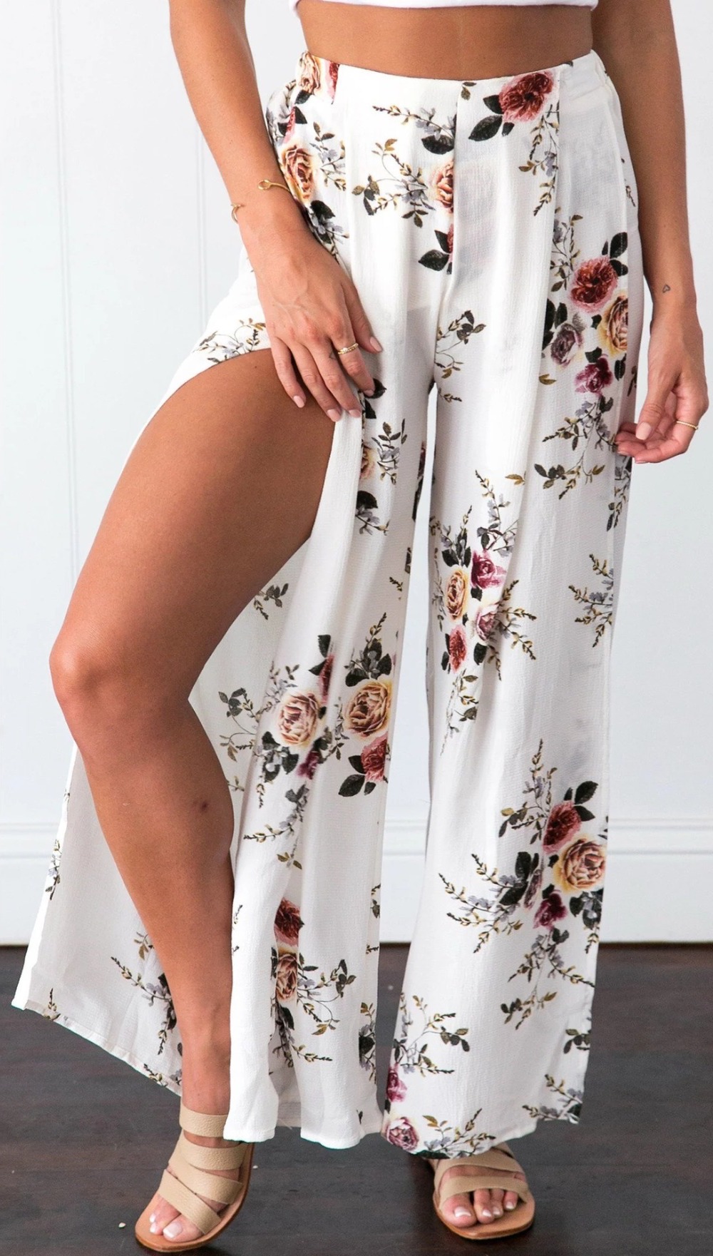 side split pants black