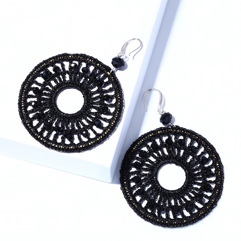 Crochet Hoop Drop Earrings