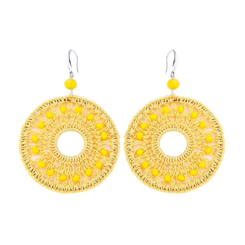 Crochet Hoop Drop Earrings