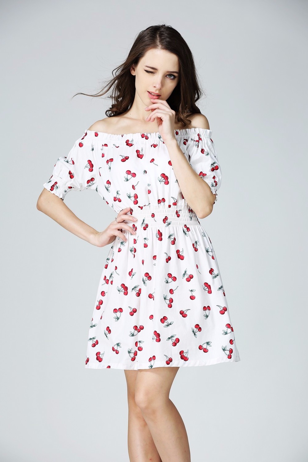 cherry print robe