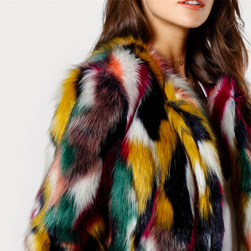 multicolor faux fur jacket