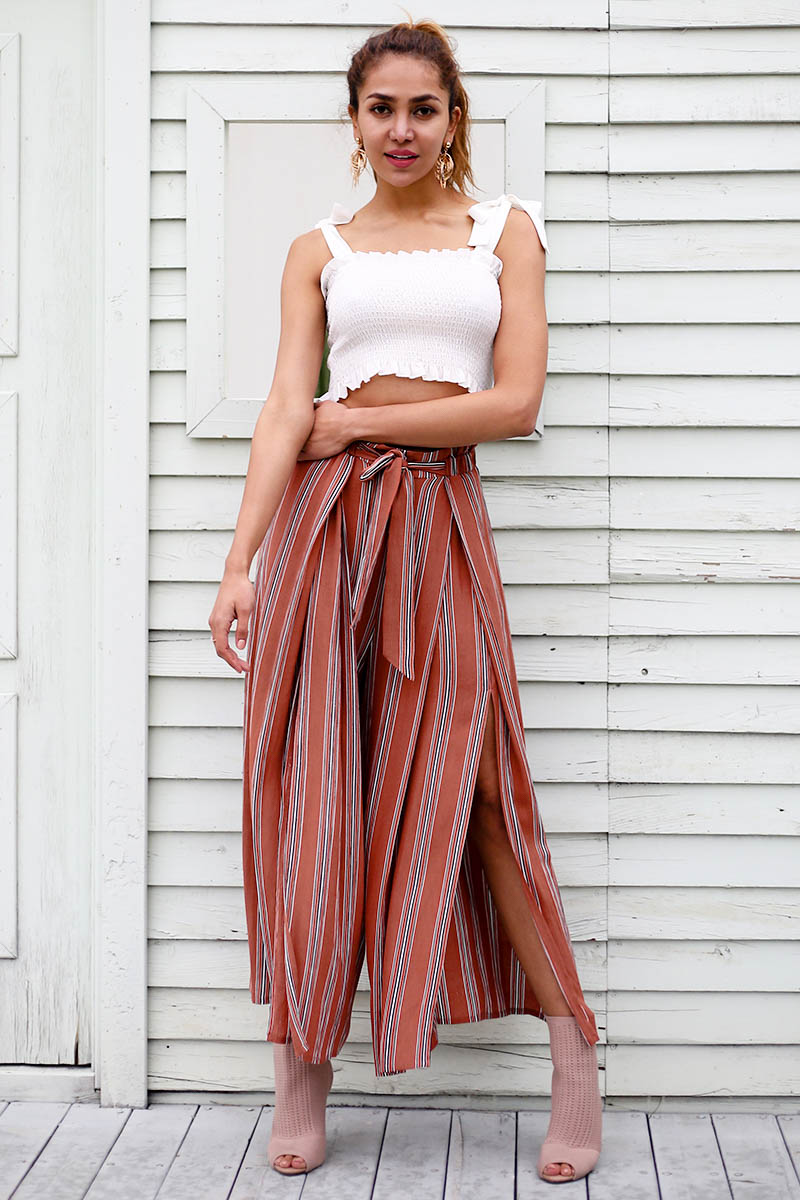 side stripe palazzo pants