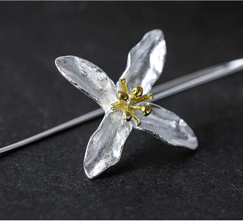 Flower Hook Sterling Silver Earrings