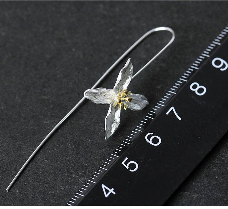 Flower Hook Sterling Silver Earrings