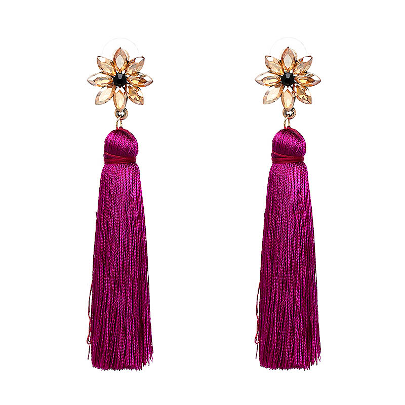 Silk Tassel Floral Stud Earrings | Style Limits