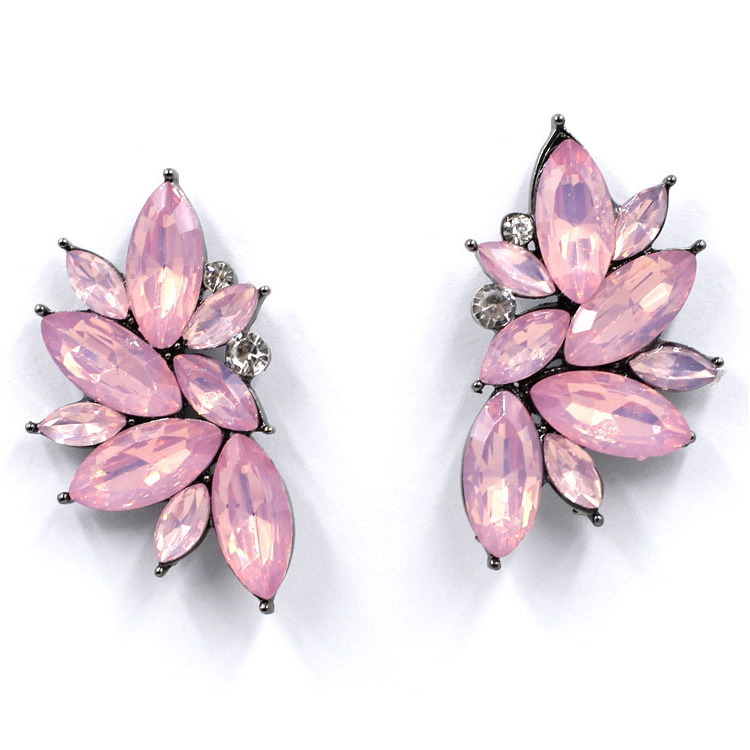 Crystal Leaf Stud Earrings