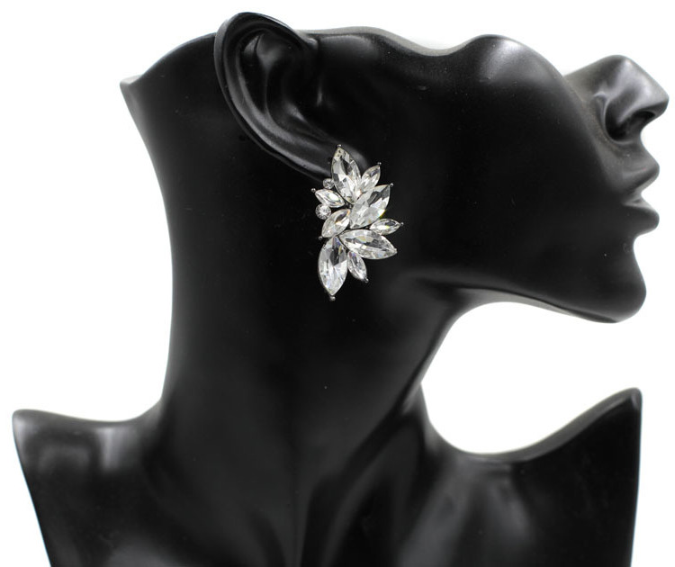 Crystal Leaf Stud Earrings