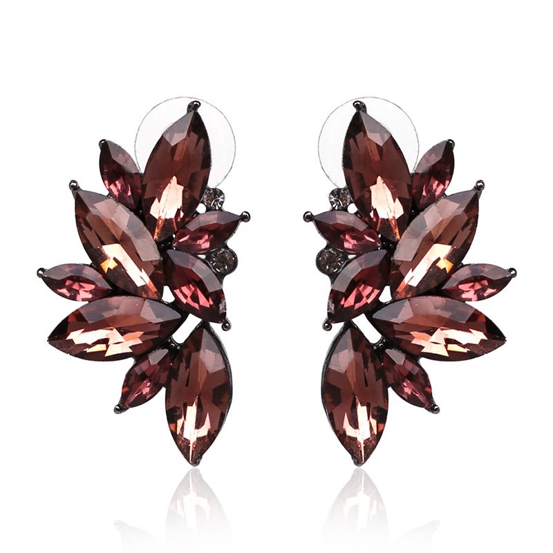 Crystal Leaf Stud Earrings