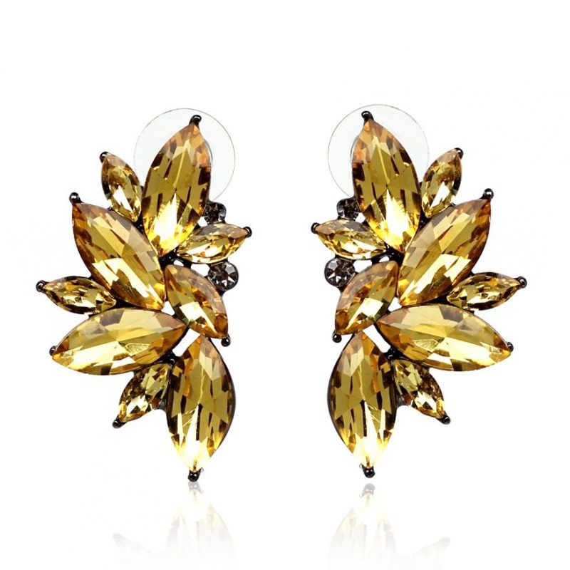 Crystal Leaf Stud Earrings