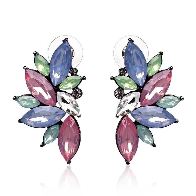 Crystal Leaf Stud Earrings