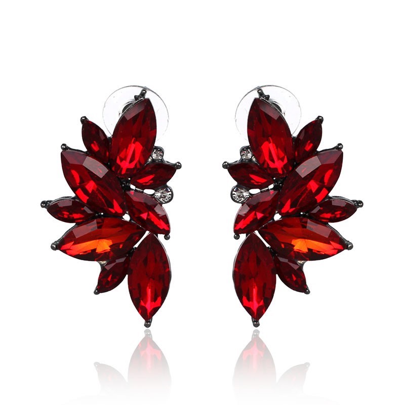 Crystal Leaf Stud Earrings