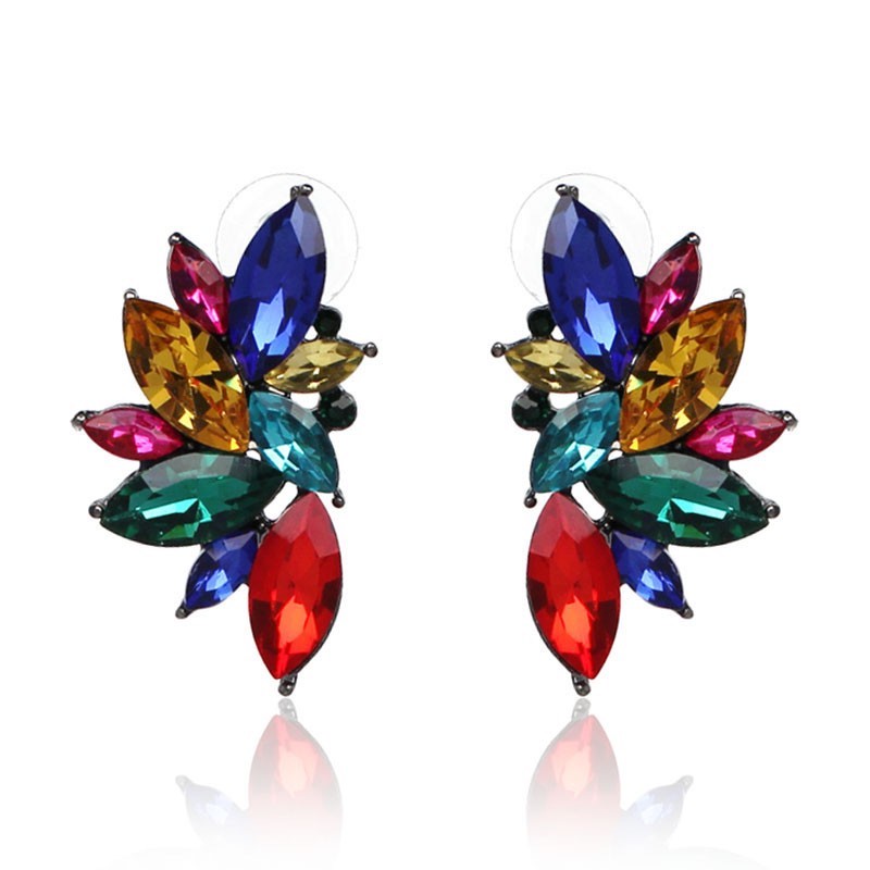 Crystal Leaf Stud Earrings