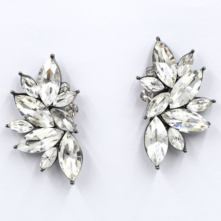 Crystal Leaf Stud Earrings