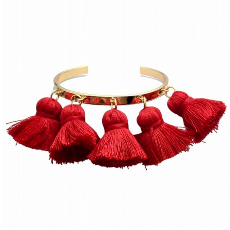 Tassel Charm Cuff Bracelet