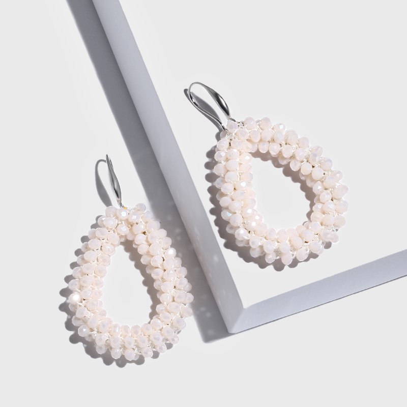 Crystal Beads Teardrop Earrings