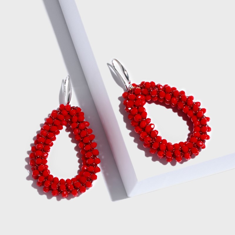 Crystal Beads Teardrop Earrings