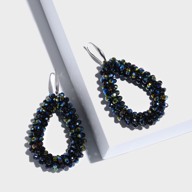 Crystal Beads Teardrop Earrings