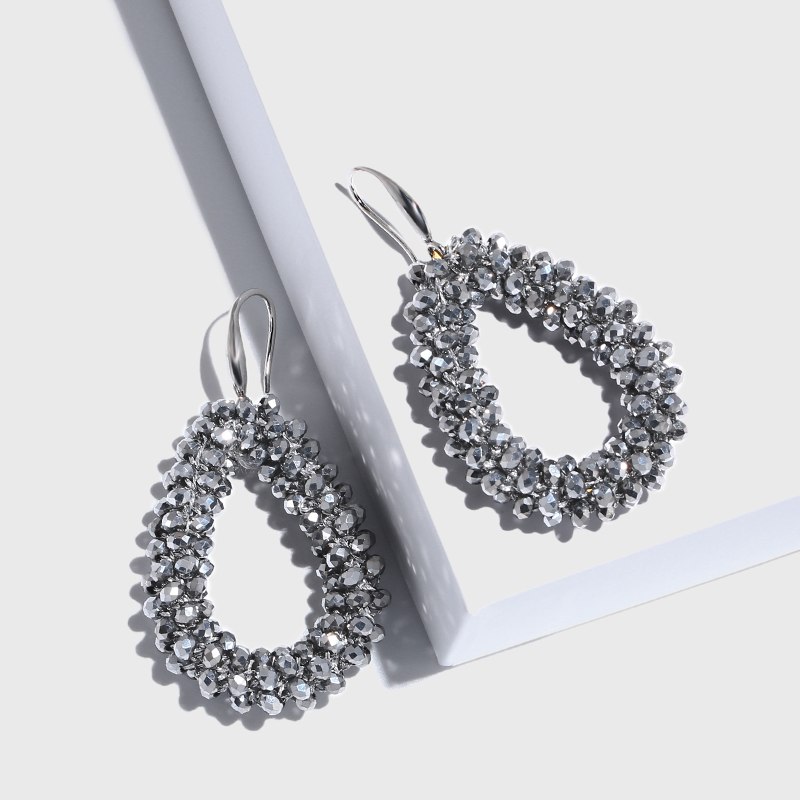 Crystal Beads Teardrop Earrings