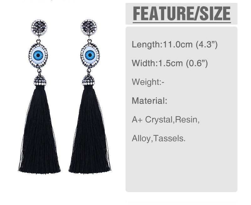 Evil Eye Bead Tassel Earrings