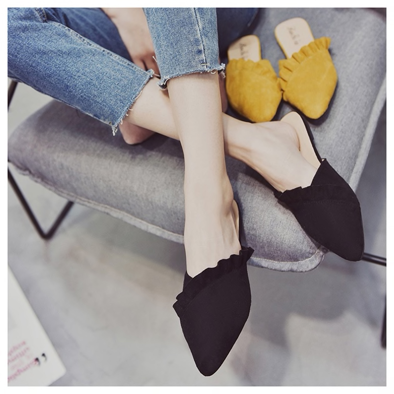 Pointed Toe Suede Mules