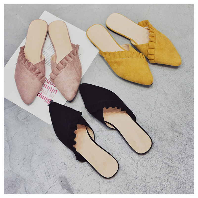 Pointed Toe Suede Mules