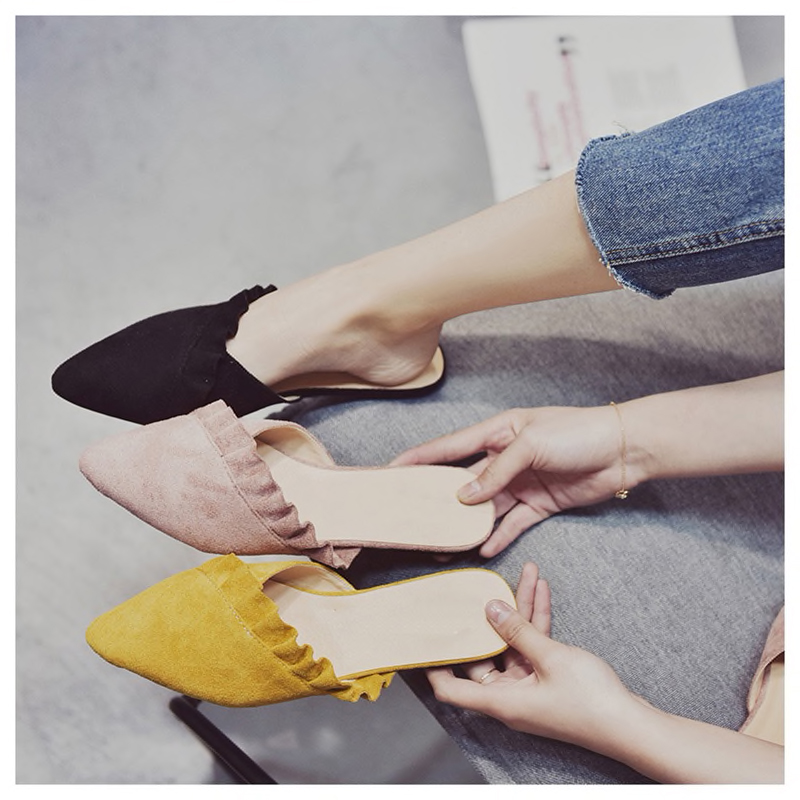 Pointed Toe Suede Mules