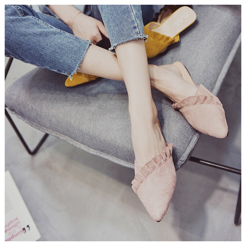 Pointed Toe Suede Mules - Pink