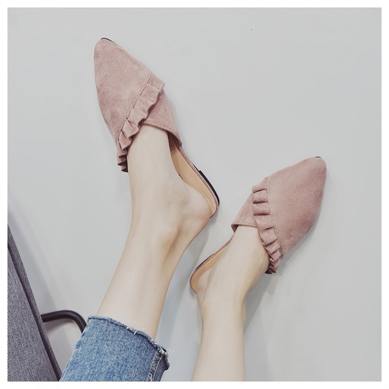 Pointed Toe Suede Mules - Pink