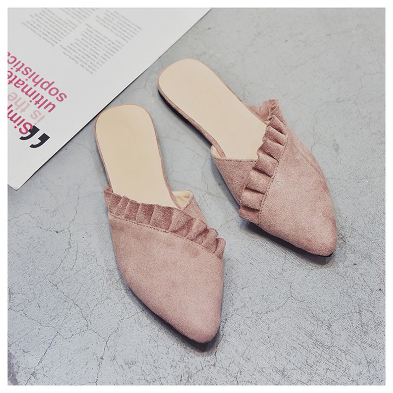 Pointed Toe Suede Mules - Pink