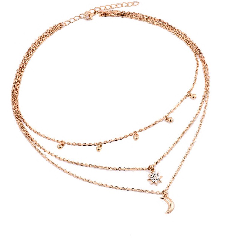 Multilayer Bead Chain Choker Necklace