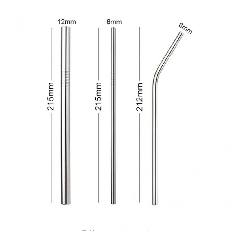 Reusable Metal Straw 5 Piece Brush & Bag Set