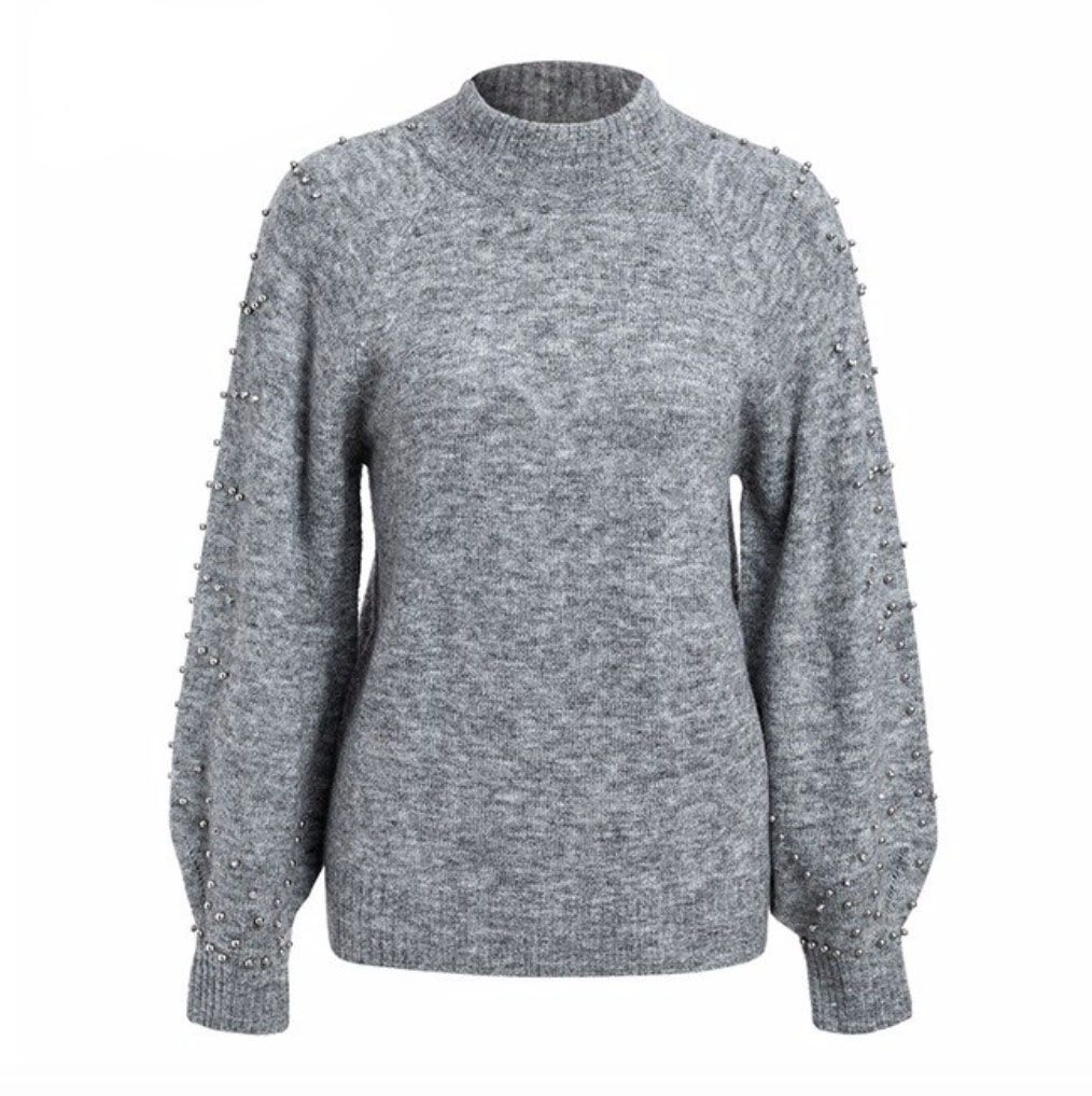 Beaded Lantern Sleeve Sweater | Style Limits