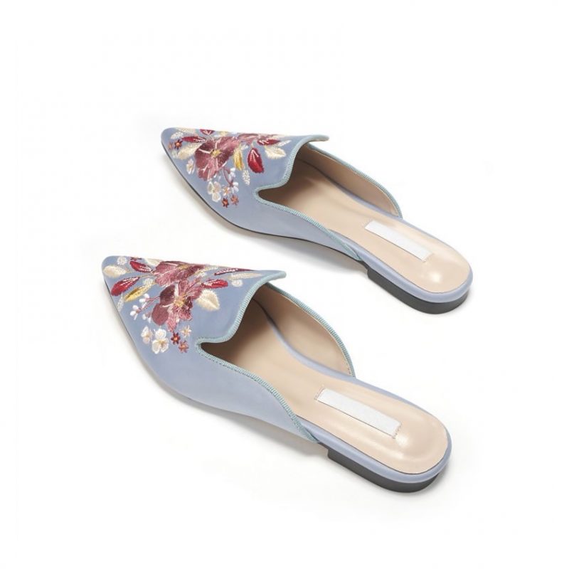 Satin Embroidered Mules