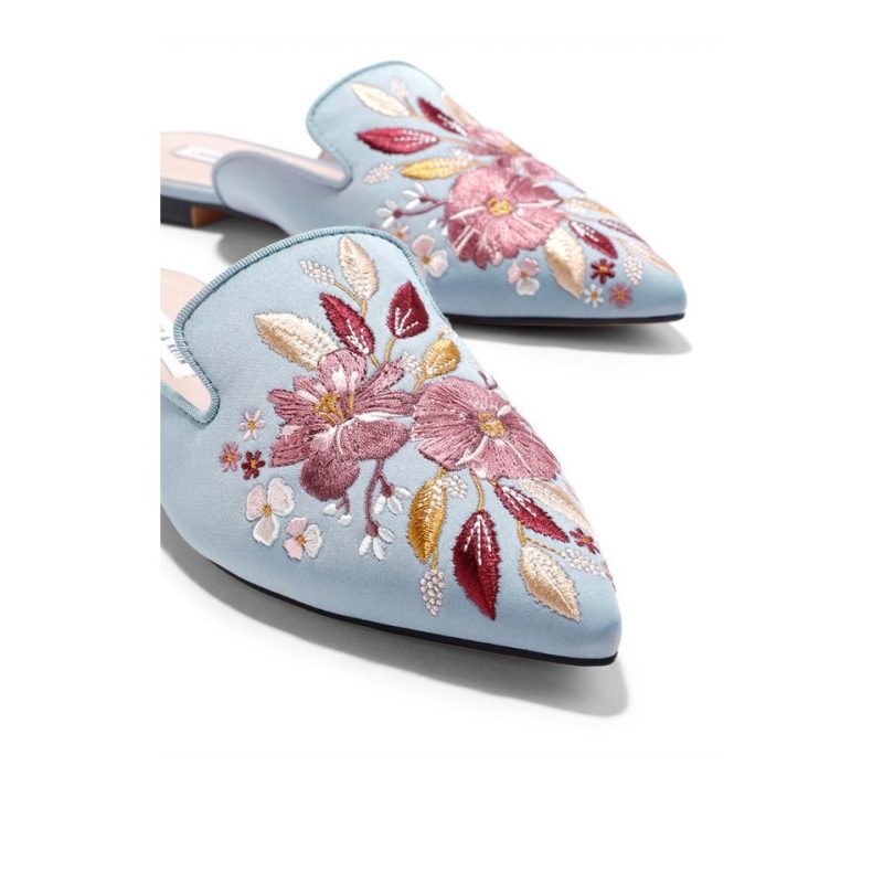 Satin Embroidered Mules