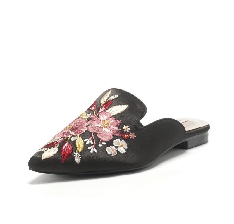 Satin Embroidered Mules - Style Limits