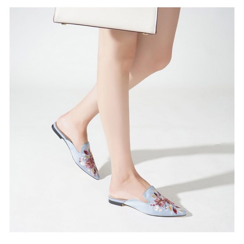 Satin Embroidered Mules - Style Limits