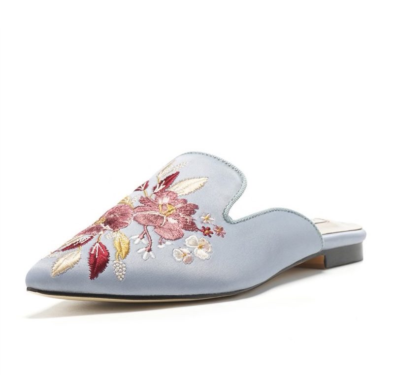 Satin Embroidered Mules