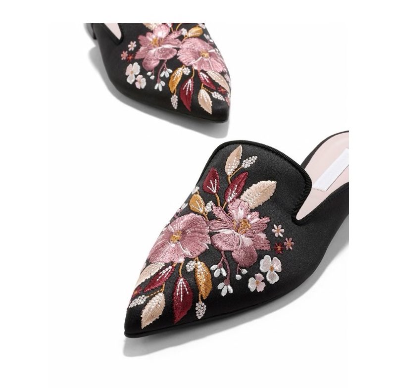 Satin Embroidered Mules