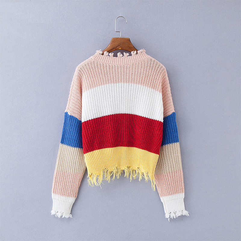 Multi Color Block Cropped Sweater | Style Limits
