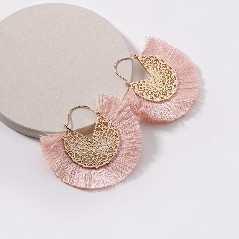 Hollow Metal Fringed Tassel Earrings