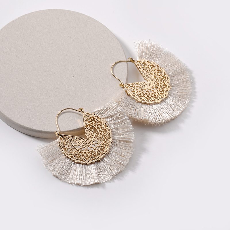 Hollow Metal Fringed Tassel Earrings