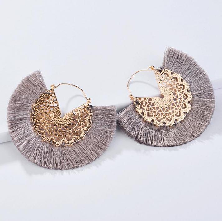 Hollow Metal Fringed Tassel Earrings