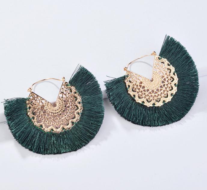 Hollow Metal Fringed Tassel Earrings