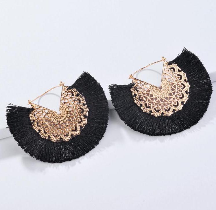 Hollow Metal Fringed Tassel Earrings