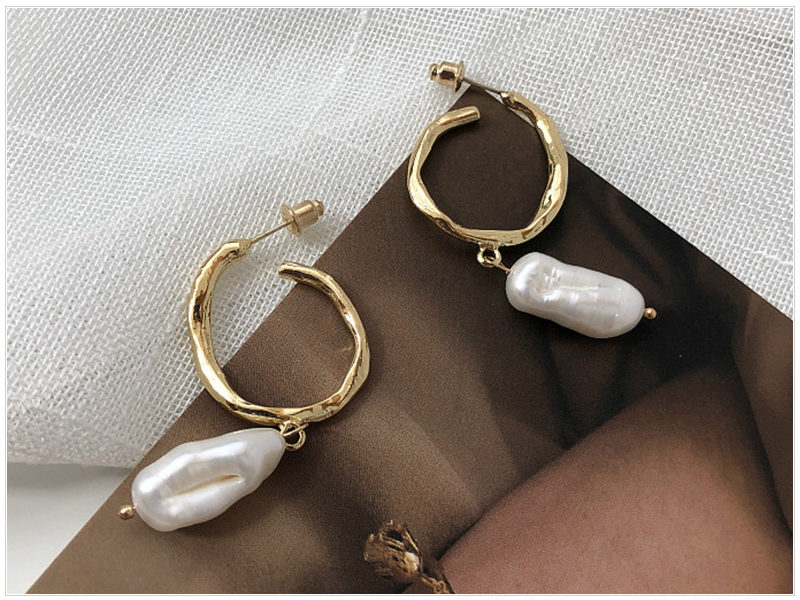 Pearl Hoop Drop Earrings