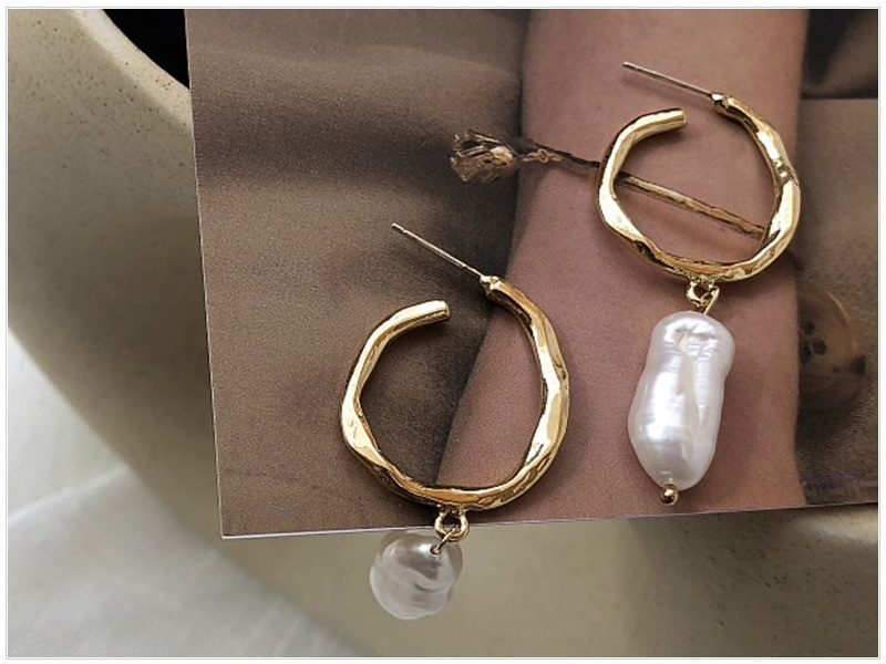 Pearl Hoop Drop Earrings