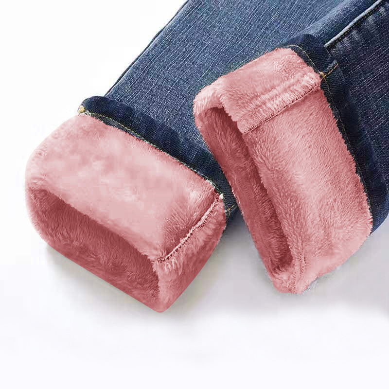 Velvet Lined Denim Jeans - Style Limits