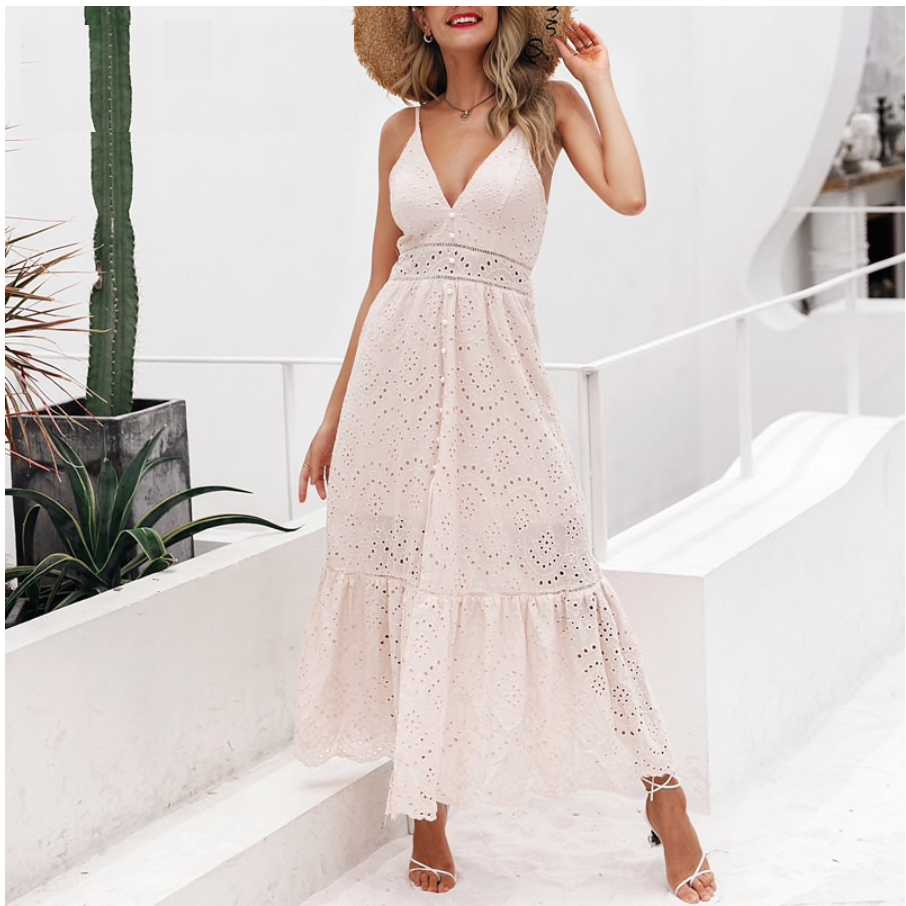 Pearl Embroidered Maxi Dress | Style Limits