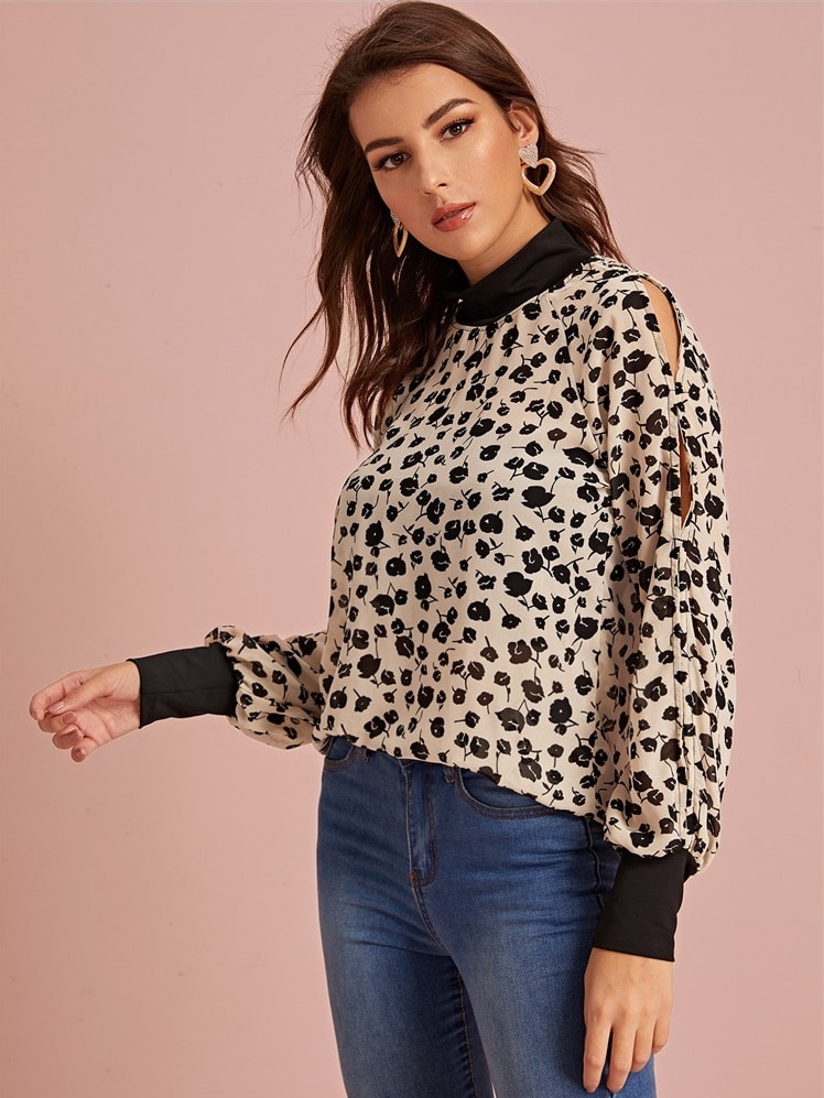 Printed Monochrome Blouse - Style Limits